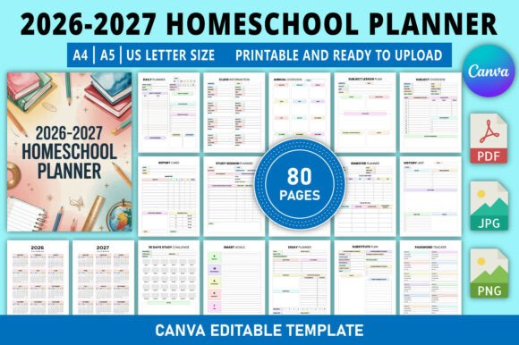 Download Editable 2026-2027 Homeschool Planner - Editable Collection
